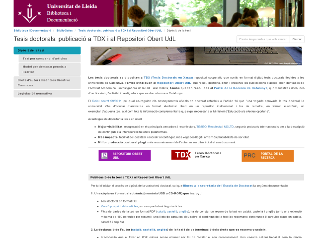 Biblioguia Tesis doctorals: publicació a TDX i al Repositori Obert UdL